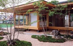 Casa con giardino zen